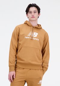 New Balance - ESSENTIALS STACKED LOGO HOODIE - Pulover s kapuco - tobacco Miniaturna slika 1