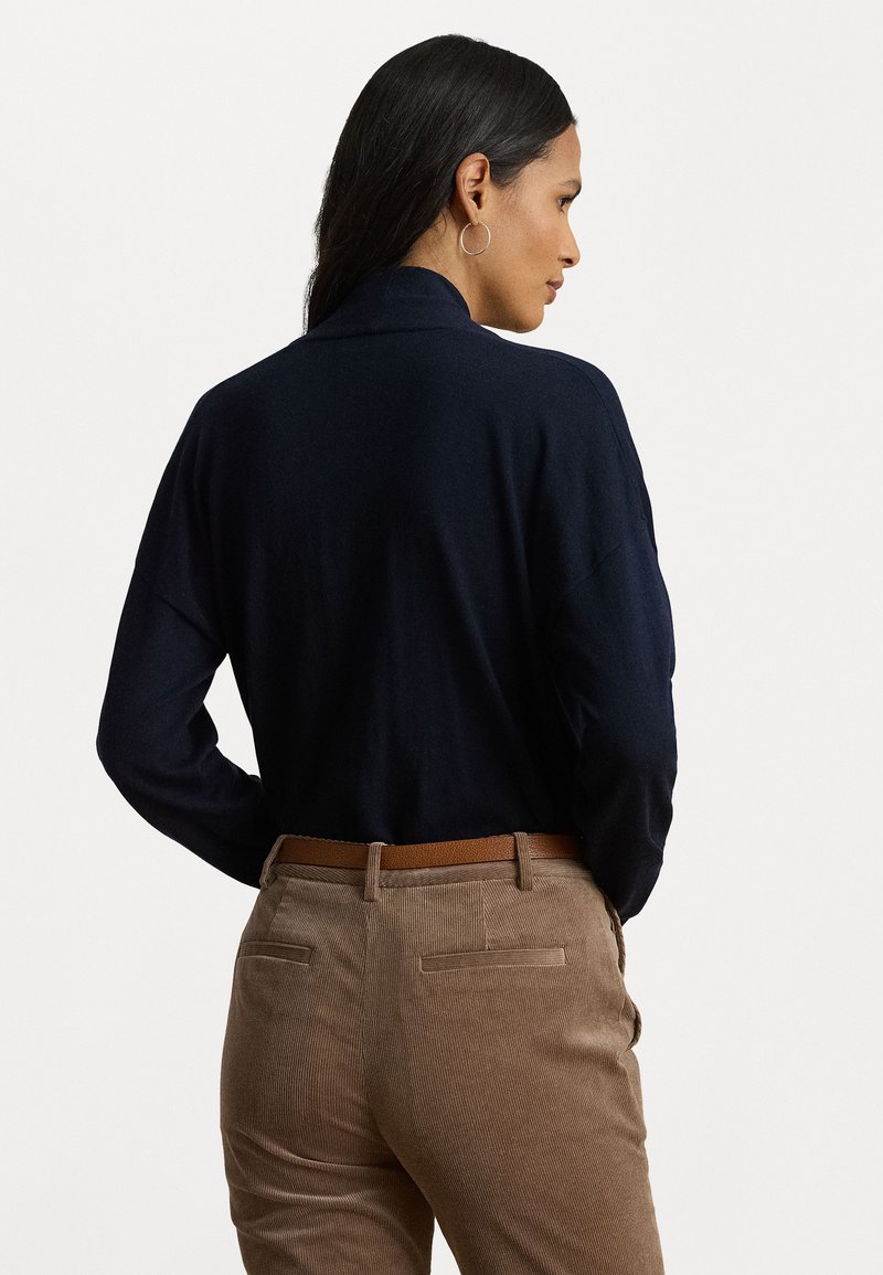 LILLUSORY Maglia Donna A Collo Alto, Maniche Lunghe, Slim Aderente, Base A Strato, Top In Cotone, Blu Navy, Taglia S - 2