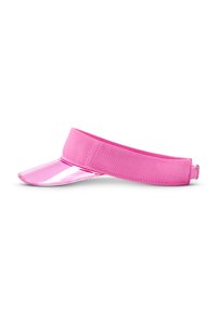 Rózsaszín napkalap puha szövetpánttal és fényes rózsaszín műanyag peremmel. A dizájn könnyű, elegáns, modern formával rendelkezik.