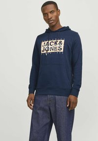 Jack & Jones - GEDRUCKT - Felpa con cappuccio - navy blazer Immagine in miniatura 1