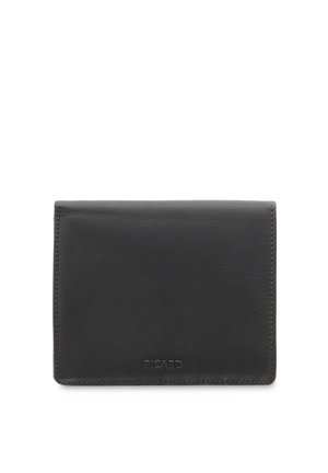Black leather wallet with "RICARD" embossed on the front, rectangular shape, smooth texture, visible stitching along edges.