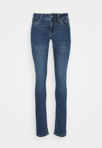Slim-fit, mid-rise jeans i mörkblåtvättad denim. Har fem fickor, dragkedja och diskreta sömnadsdetaljer.
