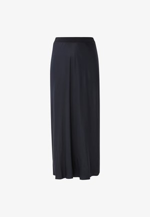Jupe longue noire jusqu'au sol, confectionnée dans un tissu lisse et léger. Dotée d'une large ceinture élastique pour le confort et d'un design fluide.
