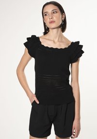 INFLUENCER FRILLED  - T-Shirt print - black