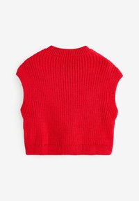Top senza maniche rosso in maglia con texture a coste, caratterizzato da un collo rotondo e un design crop per un look aderente.