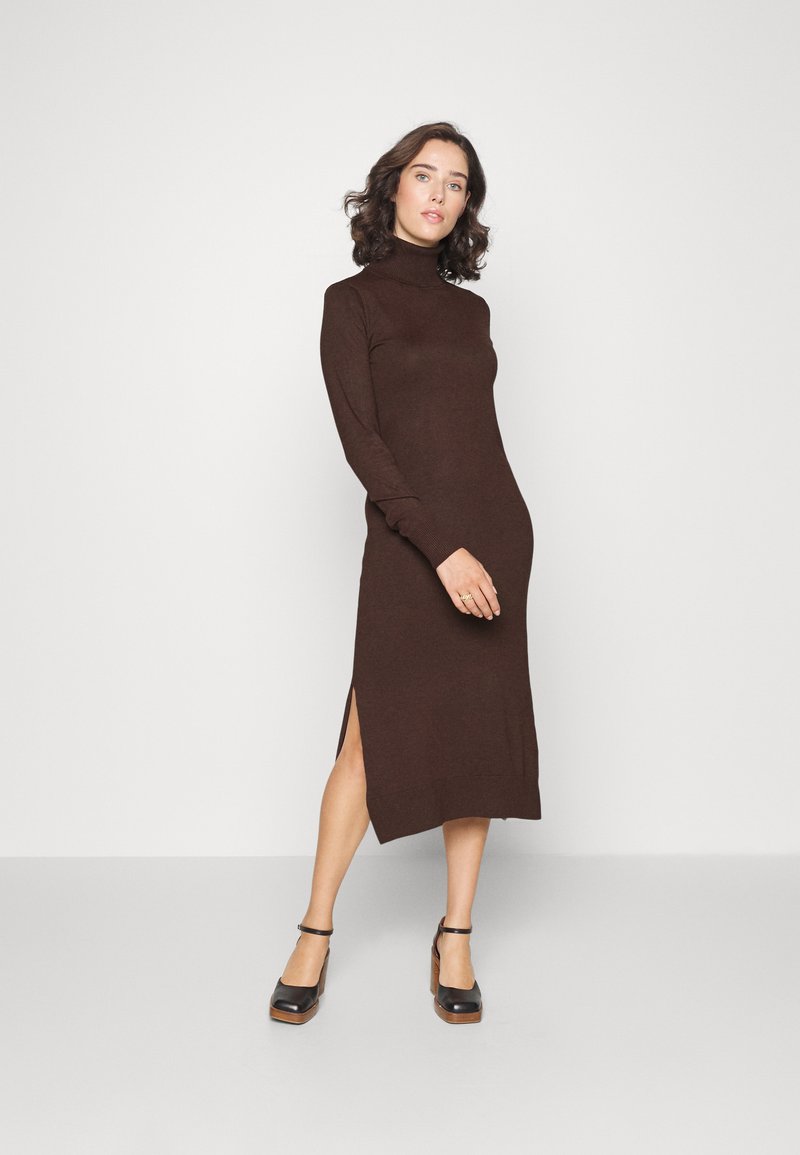 Saint Tropez MILASZ ROLL NECK LONG DRESS - Robe pull - mink melange