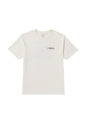 Billabong witte katoenen T-shirt met korte mouwen, ronde halslijn en een klein kleurrijk logo op de borst. Soepele textuur en casual pasvorm.