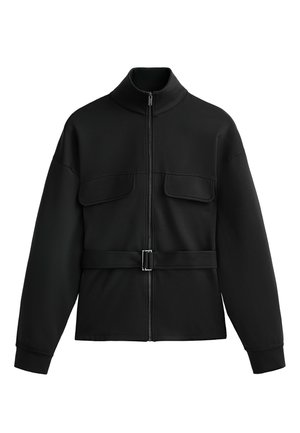 OYSHO NEOPRENE-EFFECT BELTED - Lagana jakna - black