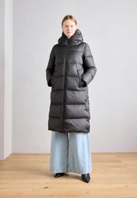 Marc O'Polo COAT FIXED HOOD WELT POCKETS SIDE SLITS BACKPACK BELTS - Sulemantel - normal black