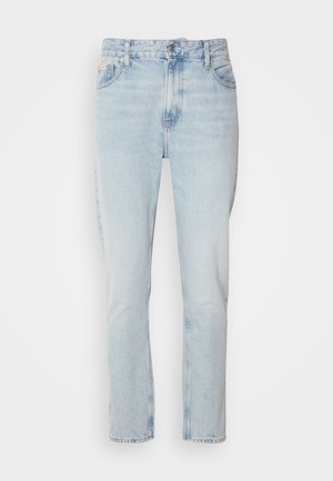 Lichtblauwe denim jeans met een recht model. Kenmerken zijn een rits, vijf zakken en subtiele vervaging overal.