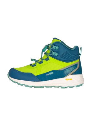 TROLLKIDS, KIDS SKARVAN HIKER MID XT UNISEX - Hiking shoes - cool lime/summernight blue/blue coral