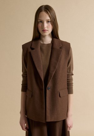 PIOMBO, WAISTCOAT WITH CLASSIC LAPELS - Chaleco - dark brown