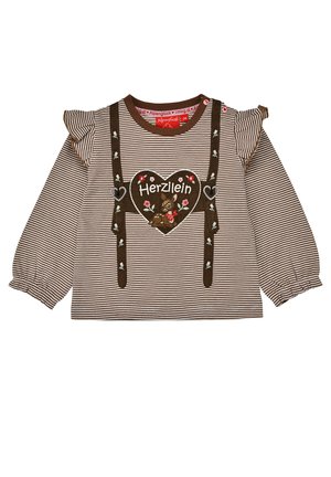 Alpenglück, ALPENGLÜCK T-SHIRT LANGARM GERINGELT 'HERZILEIN' - Long-sleeved top - braun
