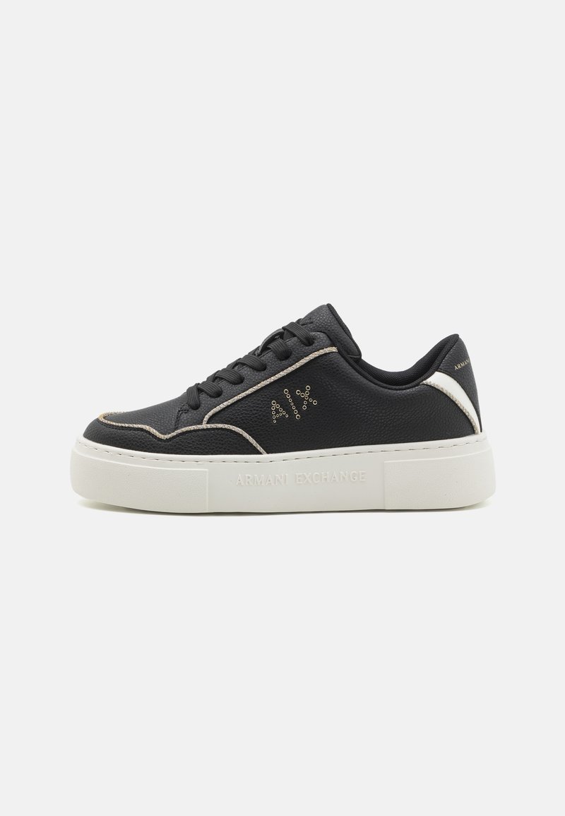 Armani Exchange LACE UP - Sneakers basse - black/pale gold