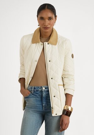 TWILL-TRIM DIAMOND-QUILTED BARN JACKET - Lahka jakna - cream