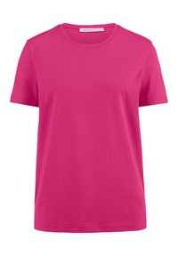 Roze katoenen t-shirt met korte mouwen, ronde hals en een relaxte pasvorm. Gladde textuur en een egale kleur, geschikt voor casual kleding.