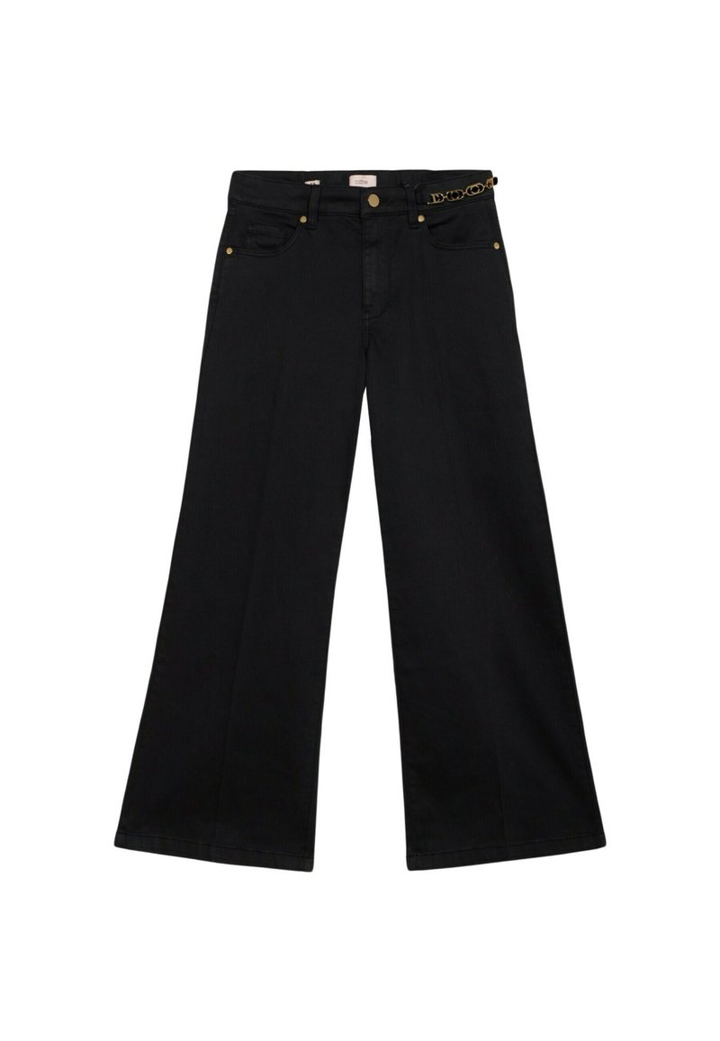 Oltre KICK CON DETTAGLIO CATENA Flared Jeans nero/black Zalando