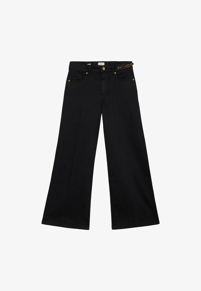 Oltre KICK CON DETTAGLIO CATENA Flared Jeans nero/black Zalando
