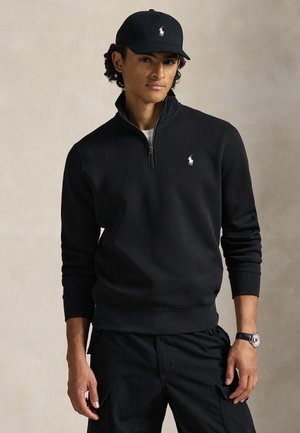 DOUBLE-KNIT QUARTER-ZIP PULLOVER - Sudadera - polo black