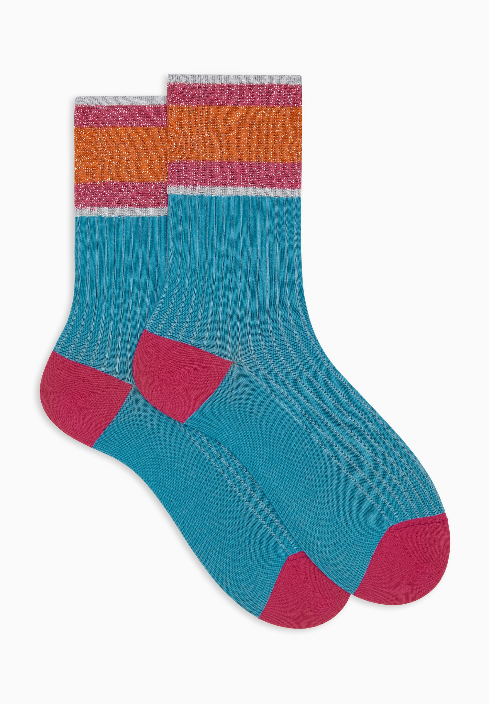 Gallo TINTA UNITA A POLSO RIGHE Calze light blue/celeste