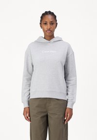 Calvin Klein HERO LOGO HOODIE - Felpa - light grey heather