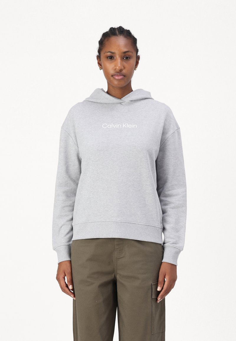 Calvin Klein HERO LOGO HOODIE - Felpa - light grey heather