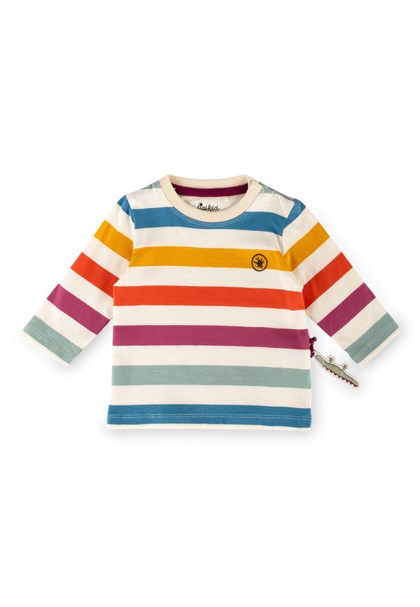 HAPPY CROCODILE - Langarmshirt - ecru bunt gestreift