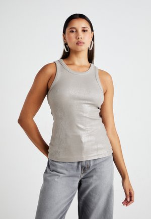 Weekday COATED TANK - Débardeur - metallic beige