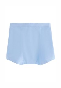 Boxer shorts di cotone azzurro chiaro con una texture liscia, una vita elastica e cuciture a punto, che offrono una vestibilità comoda e un design semplice.