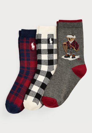 POLO BEAR CREW SOCK 3 PACK UNISEX - Socken - grey/ivory/black