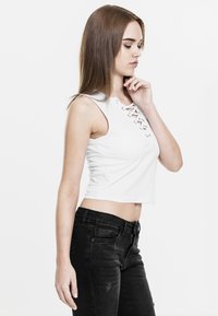 Urban Classics LADIES LACE UP CROPPED TOP - Top - white