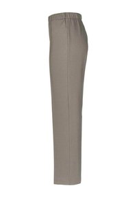 Grijze, elastische broek met rechte pijpen. Gemaakt van een zachte stof, zonder zichtbare patronen of hardwaredetails.