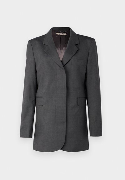 Hallide hall koos tekstureeritud kangast, millel on lõikega krae, üks tasku ja kaks esiflapitaskut, otse lõige.