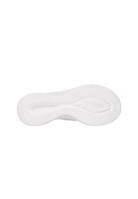 Suela de zapatilla blanca con un patrón de goma texturizada y un ligero diseño en ola. Diseñada para la durabilidad y tracción, con un acabado suave.