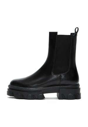 Enkellaarsjes met plateauzool - black