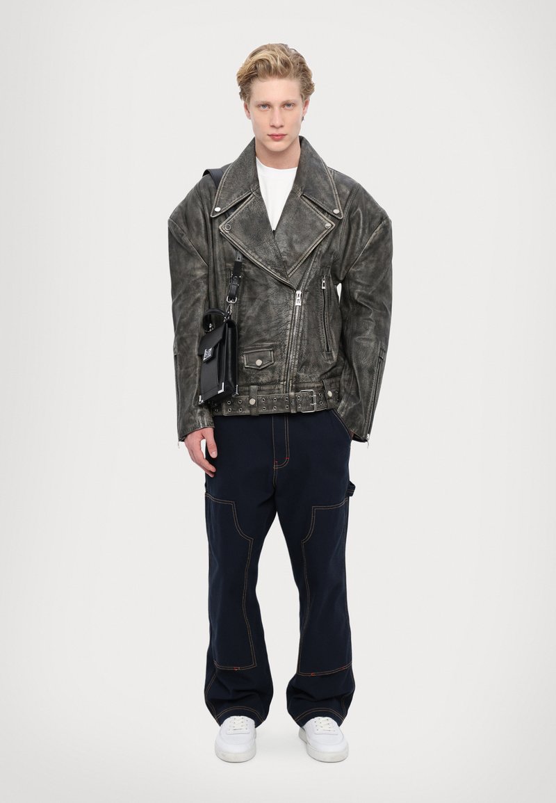 Dhruv Kapoor WASHED BIKER JACKET - Leather jacket - grey - Zalando