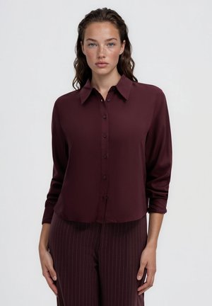 Terranova, CAMICIA CROP A TINTA UNITA - Camicia - bordeaux scuro