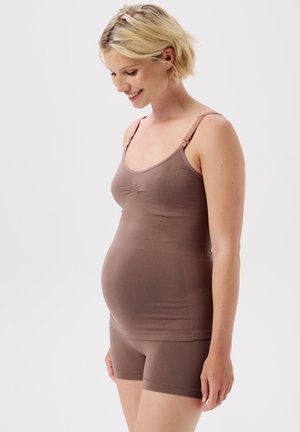 Noppies NOPPIES MATERNITY ESSENTIALS SEAMLESS NURSING TOP EVI SENSIL® BREEZE - Top - deep taupe