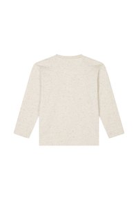 Lange mouwen shirt in licht crème, met een gespikkelde textuur. Eenvoudige ronde halslijn en rechte zoom, gemaakt van zacht katoenmix stof.
