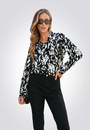 ABSTRACT PRINT SPLIT NECK - Overhemdblouse - black white
