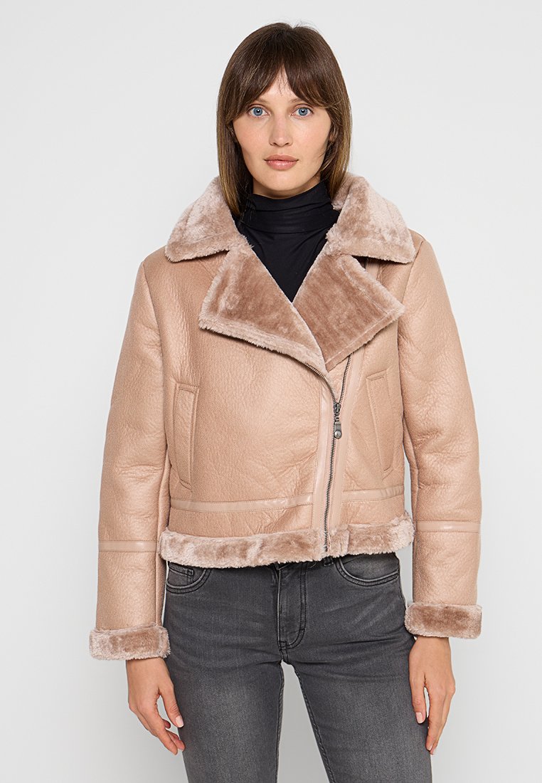 dreimaster Imitatieleren jas beige dreimaster Imitatieleren jas beige