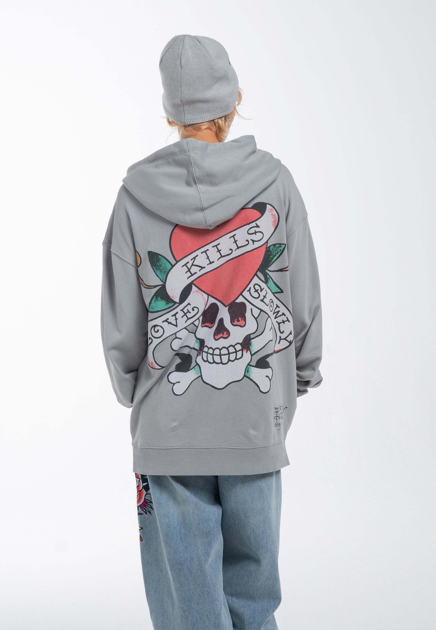 Ed Hardy LOVE KILLS SLOWLY - Zip-up sweatshirt - grey - Zalando