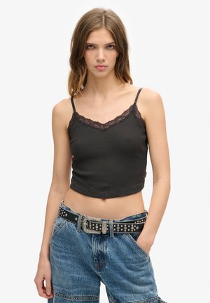 Superdry & Co ATHLETIC ESSENTIAL CROPPED - Top - bison black