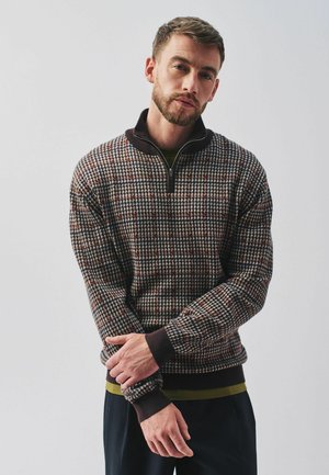 Next, CHECK QUARTER ZIP JUMPER - Jumper - brown
