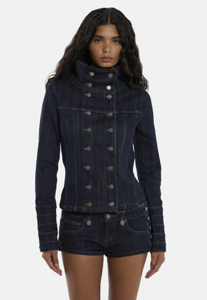 Jaded London, FUNNEL NECK BUTTON DENIM JACKET - Chaqueta vaquera - dark blue