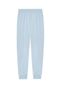 Pantalones jogger de cintura elástica de color azul claro con tobillos ajustados, confeccionados en una tela suave y ligera.