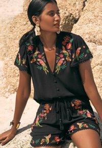 Love & Roses REGULAR FIT - EMBROIDERED TROPICAL BEACH - Blouse - black parrot
