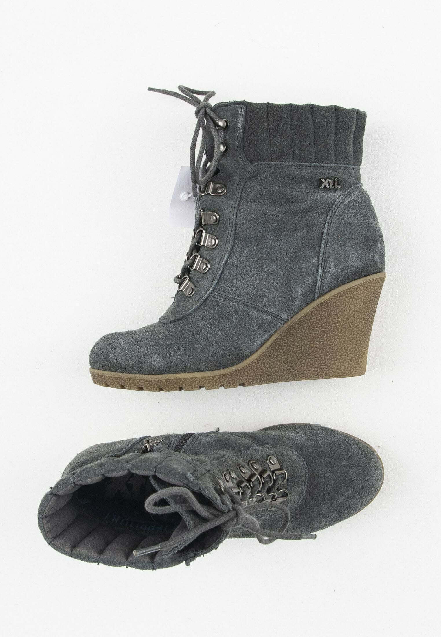 XTI Enkellaarsjes met sleehak - grey/Blauw - Zalando.nl
