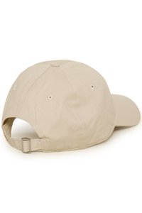 Bézs színű, pamut baseballsapka ívelt karimával, hat szellőzőlyukkal és hátul állítható pánttal. Texturált anyagból.