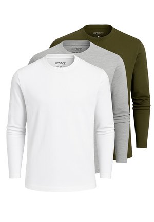 CASUAL 3 PACK - Långärmad tröja - grey malange white dark olive